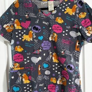 Disney Lady and the Tramp Graphic Scrub Top